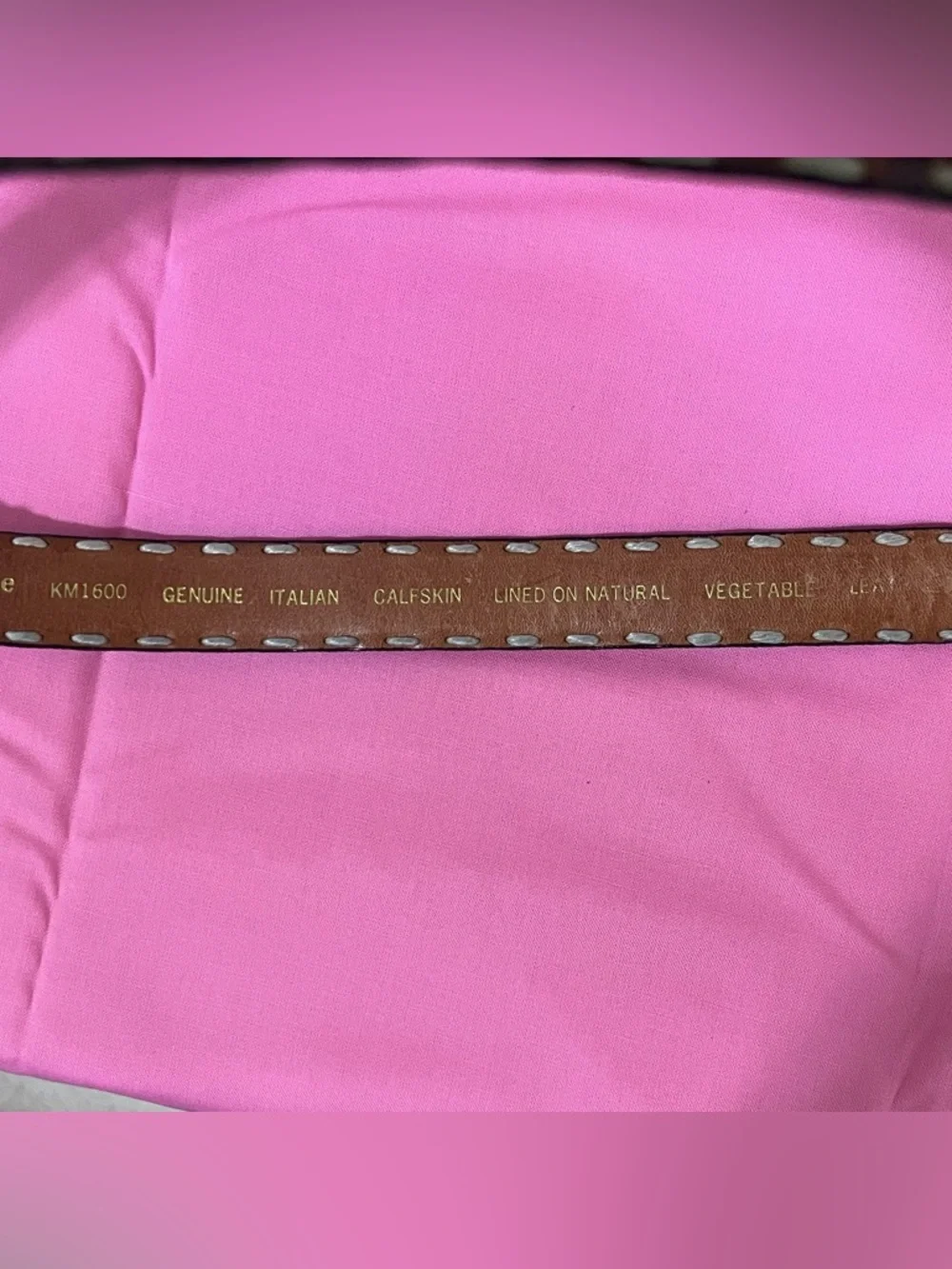 Kenneth Cole Croc Embossed Leather Belt 38 Brown Italian Calfskin Luxury Western